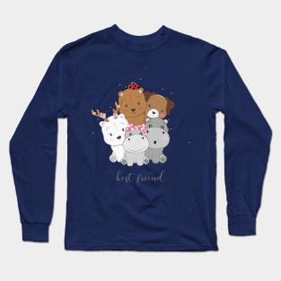 cute best friend cartoon animals Long Sleeve T-Shirt